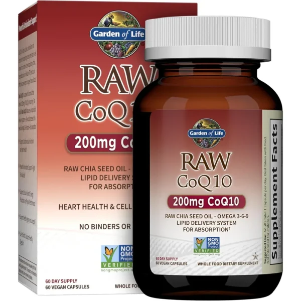 COENZIMA Q10 GARDEN OF LIFE RAW 200 MG + OMEGA 3-6-9 60 CÁPSULAS | PACK 6