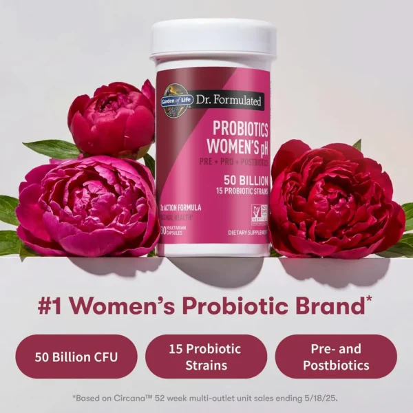PROBIÓTICO GARDEN OF LIFE DR. FORMULATED WOMEN'S PH 50 BILLONES 15 CEPAS 30 CÁPSULAS | PACK 6