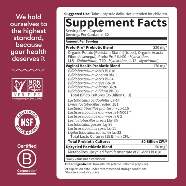 PROBIÓTICO GARDEN OF LIFE DR. FORMULATED WOMEN'S PH 50 BILLONES 15 CEPAS 30 CÁPSULAS | PACK 6