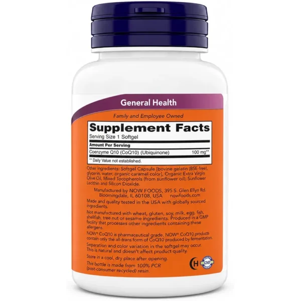 COQ10 NOW FOODS 100 MG 200 CÁPSULAS BLANDAS