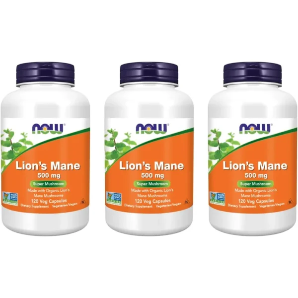 LION'S MANE NOW FOODS 500 MG 120 CÁPSULAS | PACK 3
