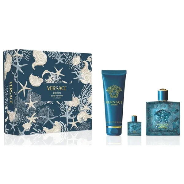 VERSACE EROS PARFUM SET DE REGALO PARA HOMBRE 3 PZS