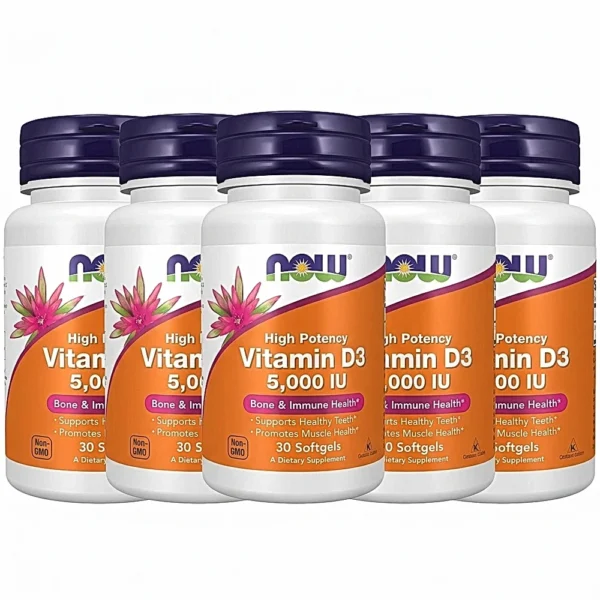 VITAMINA D3 NOW FOODS 5000 UI 30 CÁPSULAS BLANDAS | PACK 12