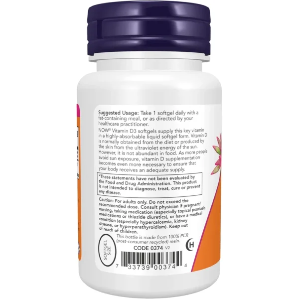 VITAMINA D3 NOW FOODS 5000 UI 30 CÁPSULAS BLANDAS | PACK 12