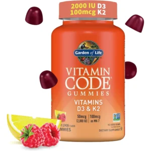 VITAMINA D3 + K2 GARDEN OF LIFE 2000 UI + 100 MCG FRAMBUESA LIMÓN 45 GOMITAS | PACK 6