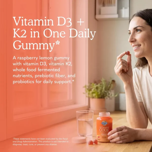 VITAMINA D3 + K2 GARDEN OF LIFE 2000 UI + 100 MCG FRAMBUESA LIMÓN 45 GOMITAS | PACK 6