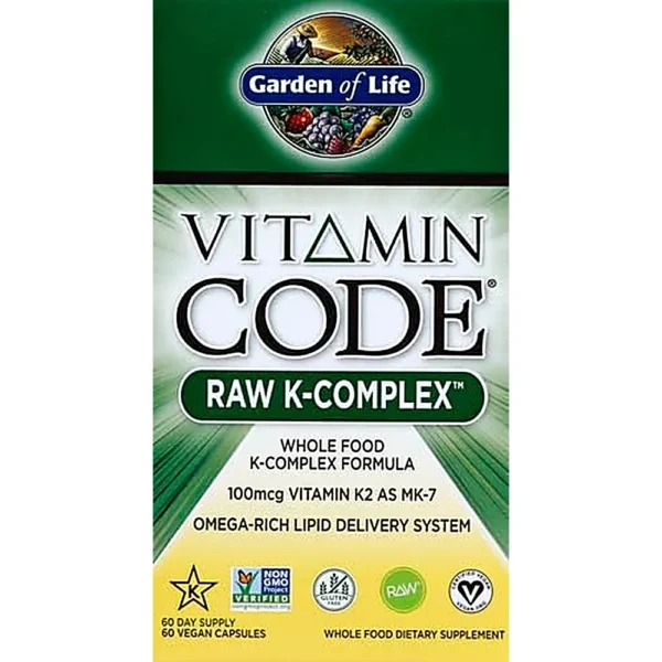 VITAMINA K GARDEN OF LIFE VITAMIN CODE RAW K-COMPLEX 230 MCG 60 CÁPSULAS | PACK 6