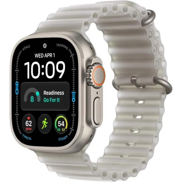 b0hjb42bmk_1.webp Apple Watch Ultra 4 (GPS + CELLULAR) 49mm Natural Titanium + Ocean Band Translucent Gray - One Size