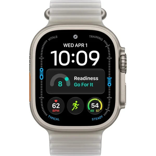 b0hjb42bmk_2.webp Apple Watch Ultra 4 (GPS + CELLULAR) 49mm Natural Titanium + Ocean Band Translucent Gray - One Size