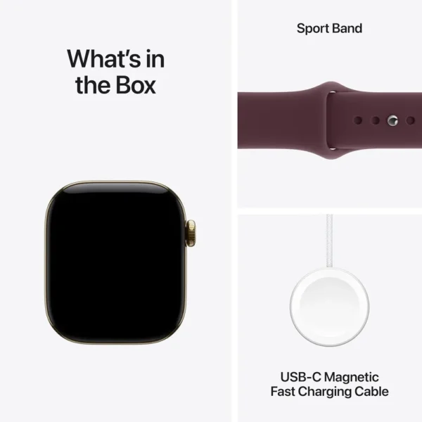 Apple Watch Series 12 (GPS + CELLULAR) 42mm Radiant Gold Titanium + Sport Band Burgundy - S/M