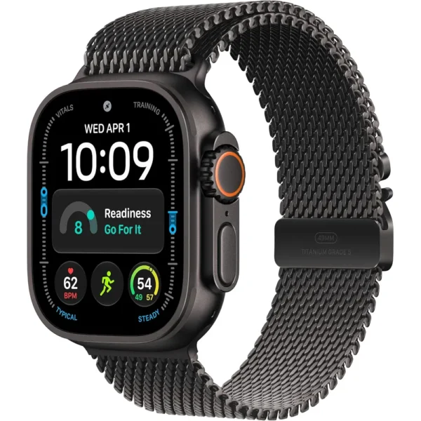 Apple Watch Ultra 4 (GPS + CELLULAR) 49mm Black Titanium + Titanium Milanese Loop Black - L