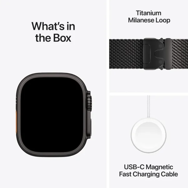 Apple Watch Ultra 4 (GPS + CELLULAR) 49mm Black Titanium + Titanium Milanese Loop Black - L